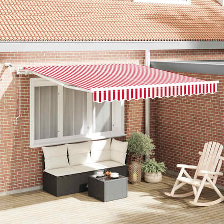 vidaXL - Uitschuifbare - luifel - Rood - en - Wit - 300 - x - 250 - cm - Polyester