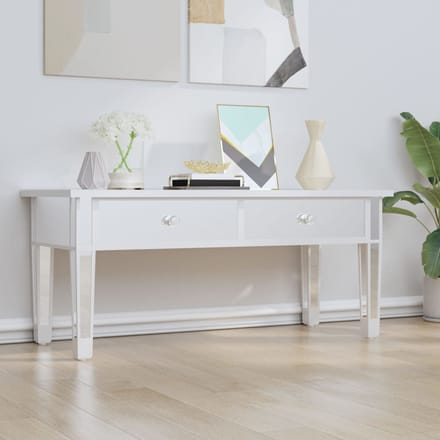 vidaXL - Salontafel - gespiegeld - 106x45x45 - cm - bewerkt - hout - en - glas