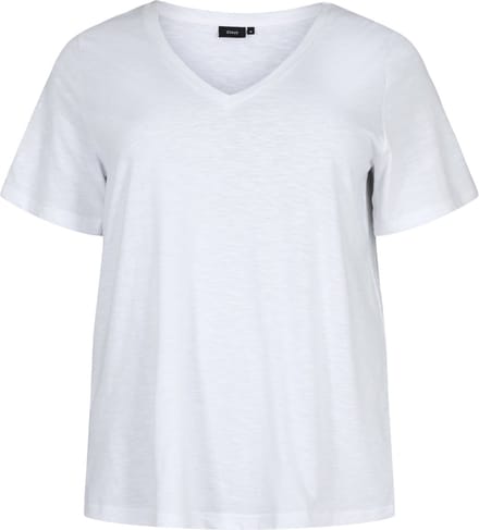 ZIZZI MBREA, S/S, STRAIGHT TEE Dames T-shirt - White - Maat S (42-44)