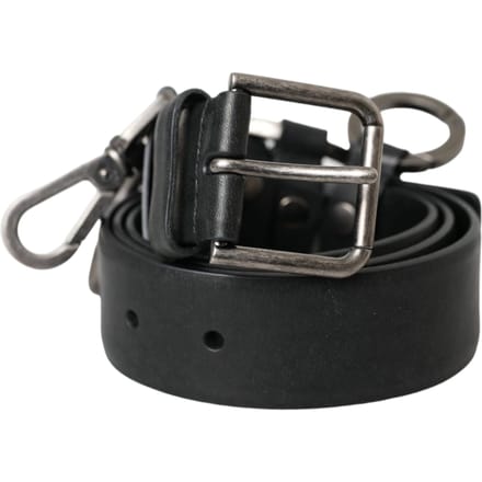 Leren Riem Zwart Leer Metalen Gesp