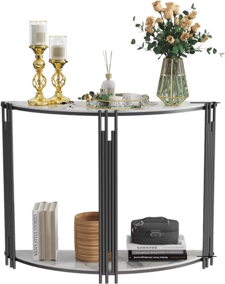 Livio Consoletafel - Haltafel - Wandtafel - Zilver - Sidetable - 100cm - Marmer look