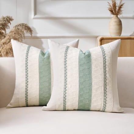 Set van 2 sierkussenslopen 50x50 cm - Saliegroen katoen-linnen