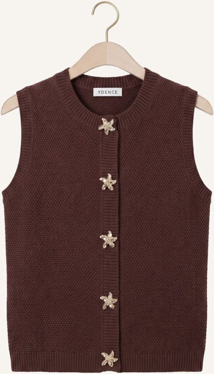 Ydence Knitted Top Mona Tops & T-shirts Dames - Shirt - Bruin - Maat M