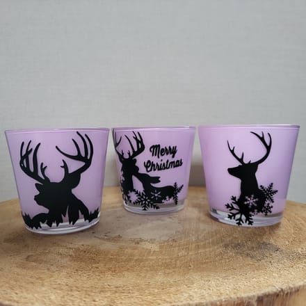 Set van 3 Theelichtjes - Kerst - Lichtpaars - Rendier