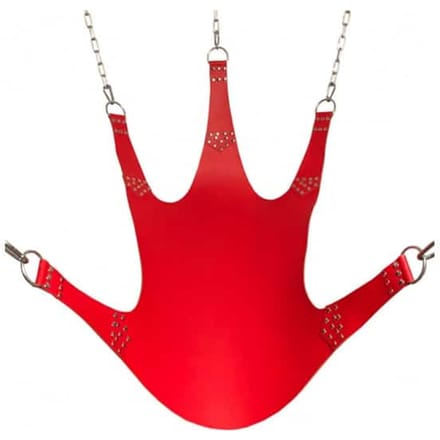 Mr Sling - Comfortabele Lederen Sex Sling - Rood