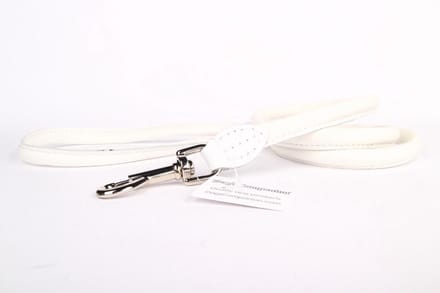 Dog's Companion - Leren Hondenriem - Lengte: 180 cm x 10 mm - Wit