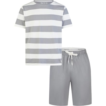 Phil & Co Heren Shortama Korte Pyjama Set Grijs Gestreept - Maat M