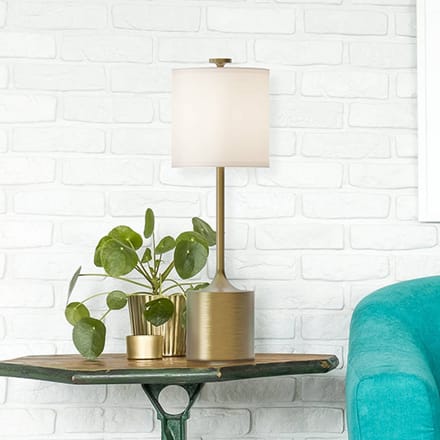 Elstead Tafellamp Issa, ivoorkleurig/goudkleurig, 68 cm, linnen/metaal