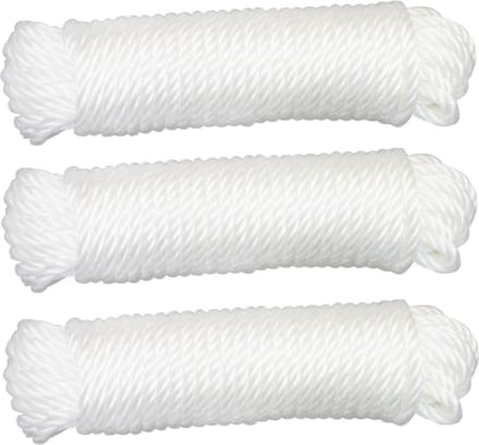 AMIG paracord touw - 3x - 15 meter - D5mm - 110kg - polypropyleen - wit