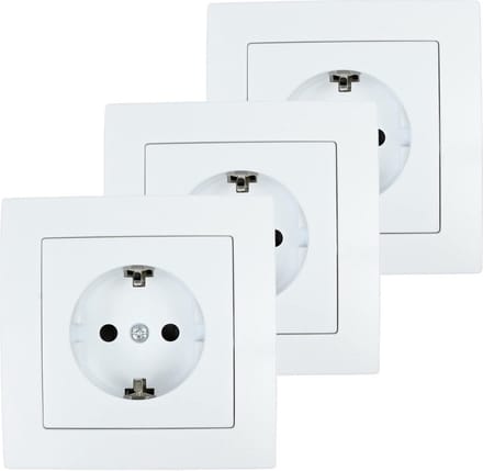 Benson Stopcontact RA - 6x - wit - inbouw - kunststof - 8 x 8 cm