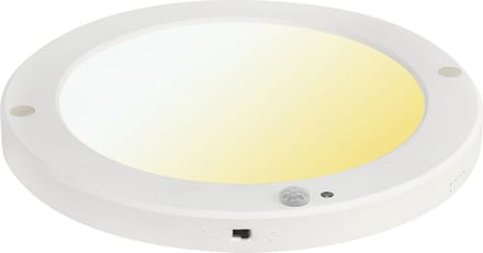 LED Plafondlamp met Bewegingssensor + Dag en Nacht Sensor - 18W - Aanpasbare Kleur CCT - 360° Zichthoek - Opbouw/Inbouw - Rond - Mat Wit