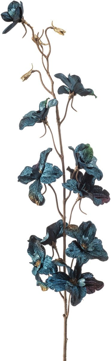 Emerald - Kunstbloem Ridderspoor velvet 85cm blauw - Kunstplant voor binnen