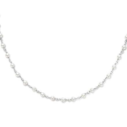 YO&NO - Ketting - Dames - Synth - Parels - 40 + 5 cm - Sieraden Vrouw - Zilver 925