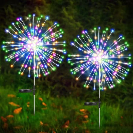 2-Pack Zonne Vuurwerk Lichten 200 LED - 8 Modes Waterdicht Voor Tuin & Pad
