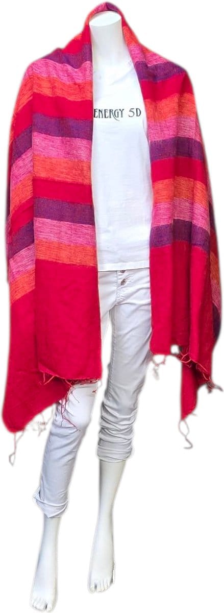 Meditatie omslagdoek rood-gestreept (200x80cm)
