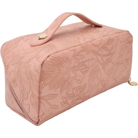 Make-up Cosmetische Tas PU Leer 180 Graden Opening Grote Capaciteit Multifunctionele Indeler Plat beige