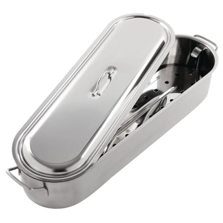 KitchenCraft RVS Vispan Met Inzet Pocheerder 45cm - Zilver