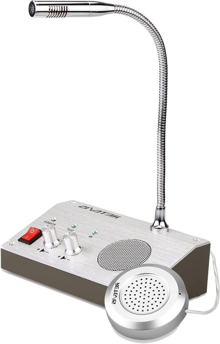 Raam Intercom Systeem - Teller Intercom Luidspreker - Communicatie met Klanten - Automatische Tweeweg Communicatie - 700 Gram - Zilver