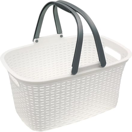 Grote boodschappenmand met handvat in rotan-look, 18 liter
