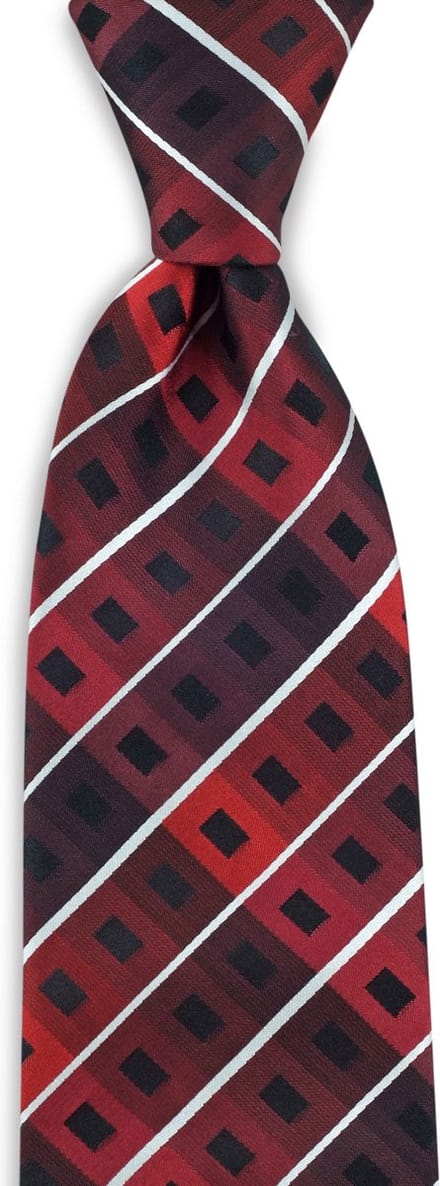 We Love Ties - Stropdassen - Stropdas Centred Cubes - rood / zwart / wit