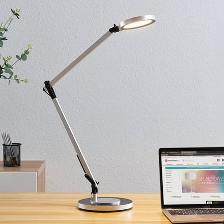 Lindby LED burealamp Rilana met dimmer, zilver