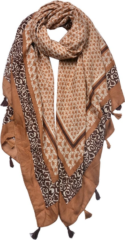 Juleeze Sjaal Dames Print 90x180 cm Bruin Synthetisch