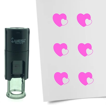 CombiCraft Stempel Hartjes verstrengeld 10mm rond - Roze inkt