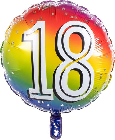 Boland - Folieballon '18' 18 - Multi - Cijfer ballon