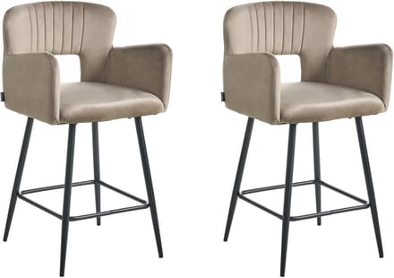 SANILAC - Barkruk set van 2 - Taupe - Fluweel