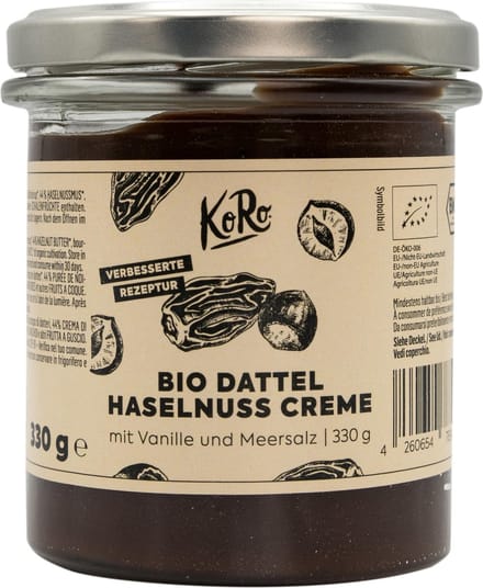 KoRo Bio dadel hazelnootpasta - veganistische notencreme - 330 g
