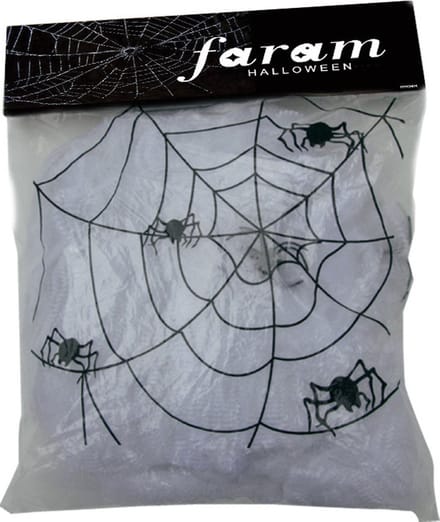 Faram Decoratie spinnenweb/spinrag met spinnen - 100 gram - wit - Halloween/horror thema versiering