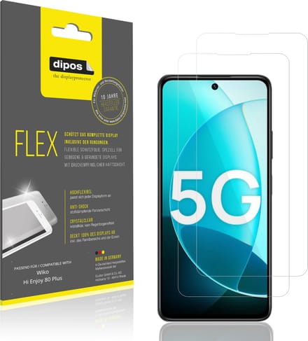 dipos – 2x Beschermfolie geschikt voor Wiko Hi Enjoy 80 Plus | 3D Full Cover Screenprotector | 100% Passend
