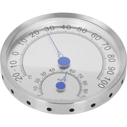Ronde Thermometer Roestvrij Staal Waterdicht Hittebestendig Thermometer Hygrometer voor Buiten Zonder Houder white
