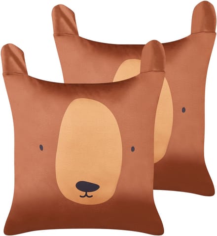 TEDDYBEAR - Sierkussen set van 2 - Bruin - 45 x 45 cm - Katoen