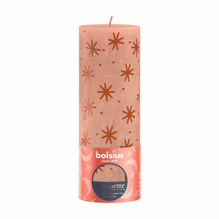 Bolsius Stompkaars Rustiek Print Creamy Caramel - 19 cm / ø 7 cm