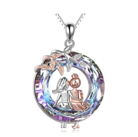 Bijoux by Ive - Ketting met hanger - 2 meisjes zittend op een multicolor ring