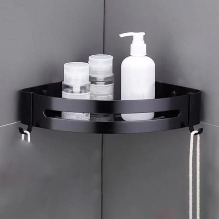 Ponsvrij Douche Opbergrek Aluminiumlegering Badkamer Hoek Opbergplanken voor Thuis Driehoekig white