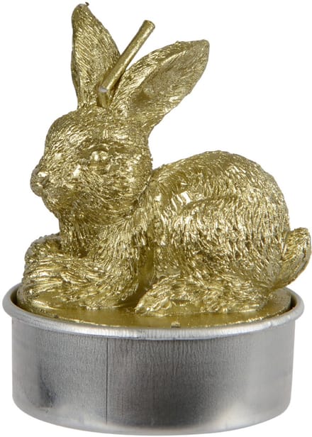 Theelicht konijn set a 4 H6cm goud