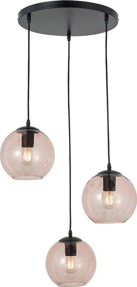 Olucia - GIADA - Hanglamp - Roze / Zwart - 3L - Vorm: Rond