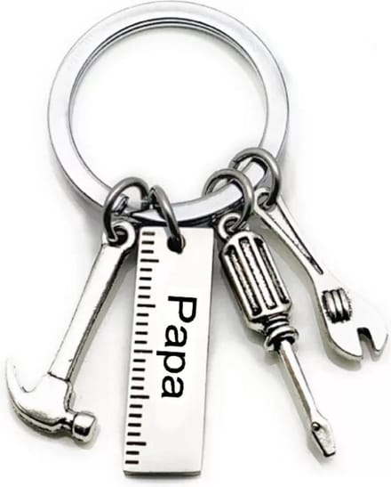 Jumada's - RVS sleutelhanger "papa" gereedschap - vaderdag - Beste papa - Verjaardag