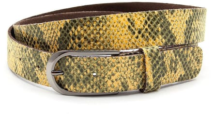 Dames riem geel python - 3 cm breed - Leer - Jeans riem - Casual - Maat 100