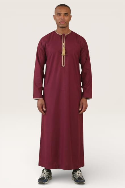 Heren rode Ramadan Marokkaanse Thobe gewaad Emirati Eid Jubba LFS-TT-003
