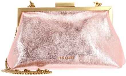 Ted Baker clutch schoudertas Floreyn Smooth Leather Clutch Dusky - Pink roségoudkleurig