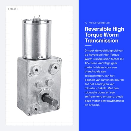 Dailygoods - Reversible High Torque Worm Transmission Motor DC 12V - 62RPM Gear Motor