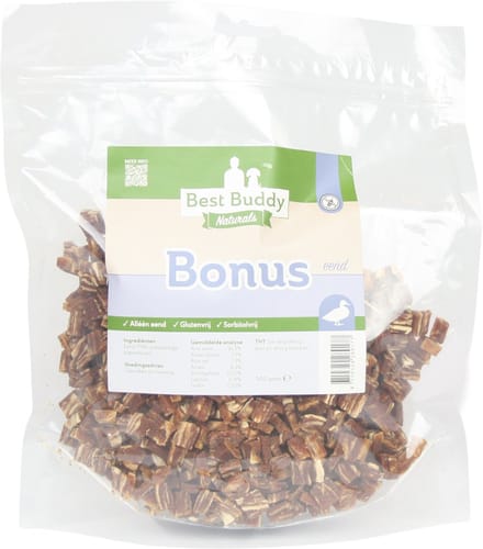 Bonus Eend 500 gram - Trainingssnack - Glutenvrij - Mono proteïne - Best Buddy Pets