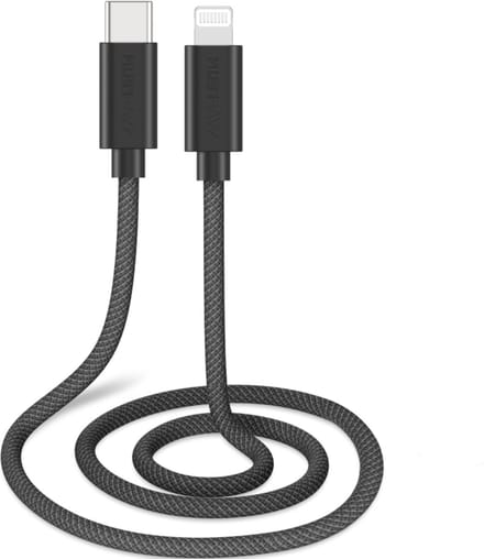 Musthavz Gevlochten USB-C naar Lightning Kabel 2 Meter - Zwart/Black