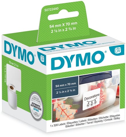 Etikettenrol Dymo S0722440 54 x 70 mm LabelWriter™ Wit (6 Stuks)