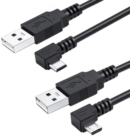 Allecto - Micro Usb Kabel 2-pack 90 Graden Hoek - 0.5m - Opladen en