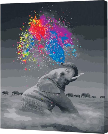 Schilderen op Nummer Olifant – Canvas 40×50 cm met Frame - Complete Set met Acrylverf, 3 Penselen & Ophangmateriaal