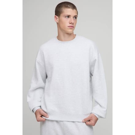 Essential Oversized Boxy Crew Neck Sweatshirt | Grey Marl | Size Small